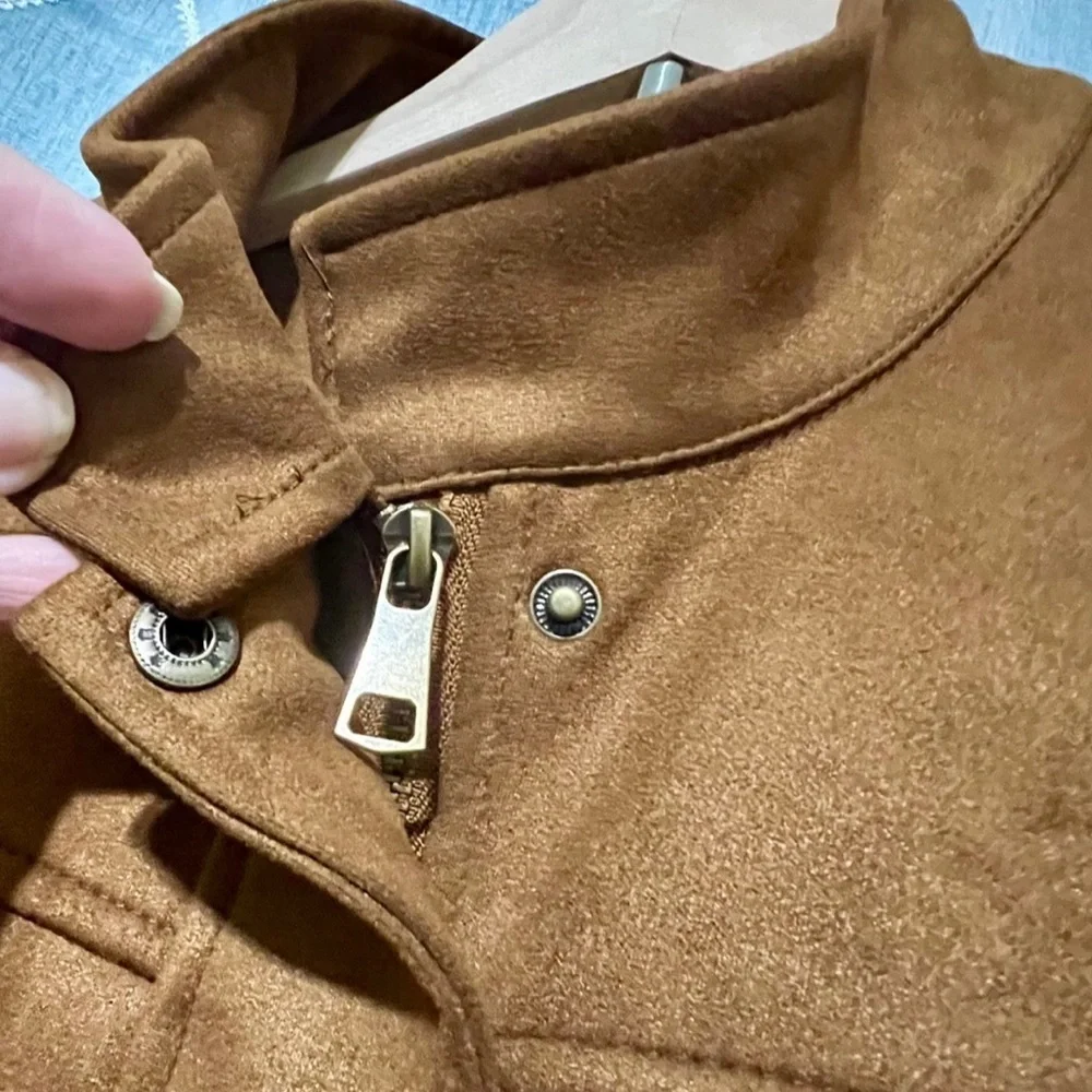NEW Women’s ChouYatou Suede Rust Long Coat with pockets- Large and XL - Picture 5 of 10